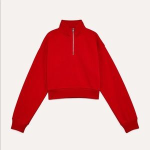 TNA 1/4 zip crop sweater